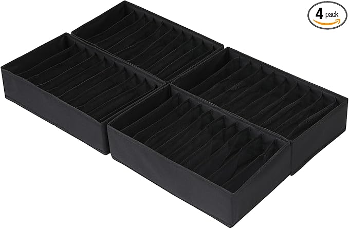 Qozary 4 Pack Drawer Organizers for Clothing, 10 Grids Foldable Dresser Drawer Organizers, Clothes Organizer for Folded Clothes, T-shirt, Tank Tops, Camisoles, Underwear, Leggings, Baby Clothes