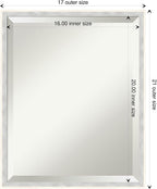 Amanti Art White Wall Mirror 21x17 Paige White Silver Rectangle Bathroom Mirror for Wall Decor Living Room, Small Modern Wood Frame, Hangs Horizonally and Vertically, Bathroom Decor, Beveled Edge