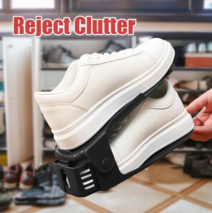 Soerreo Shoe Slot Storage Box Adjustable Shoe Rack Save Space Suitable for High Low Heels, Sneakers and Sandals (10 Piece Set)
