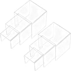 Chuangdi 2 Sets Acrylic Display Risers, Product Stand, Jewelry Display Riser Shelf Showcase Fixtures for Dessert Cupcake Candy Figure Treat Action Showcase(Clear,Medium Set)