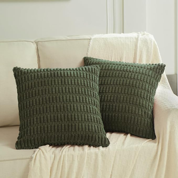 Fancy Homi 4 Packs Decorative Throw Pillow Covers for Living Room Couch Bed, Modern Farmhouse Boho Home Décor Accent Cushion Case, 26" x 26", Olive Green