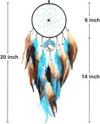 Urdeoms Blue Tree of Life Dream Catchers for Bedroom Adult Boho Big Dream Catcher for Boys Girls with Crystal Turquoise Hanging Ornament and Feathers Blessing Gifts(NO.33)