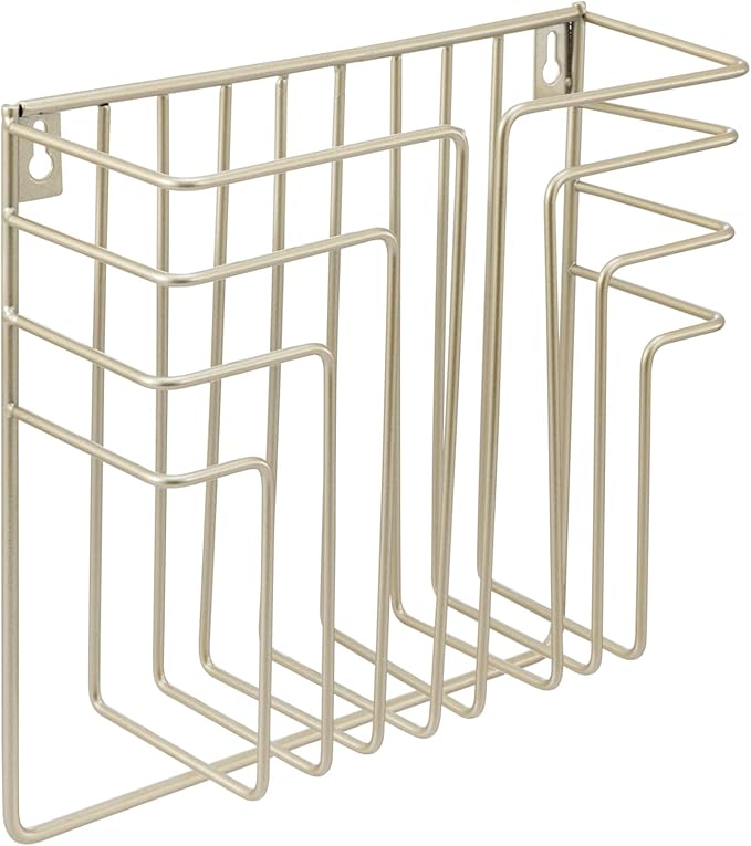 MyGift Modern Art Deco Style Brass Tone Metal Wire Floating Magazine Rack and File Folder Holder, Wall Mounted Home or Office Storage for Documents or Mail