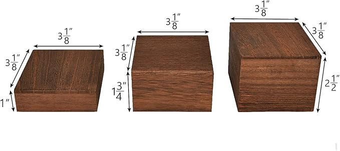 MOOCA Customizable Wooden Display Risers Set - 3 Different Height Stands for Jewelry, Watches, Cosmetics, and Accessory, Brown Color