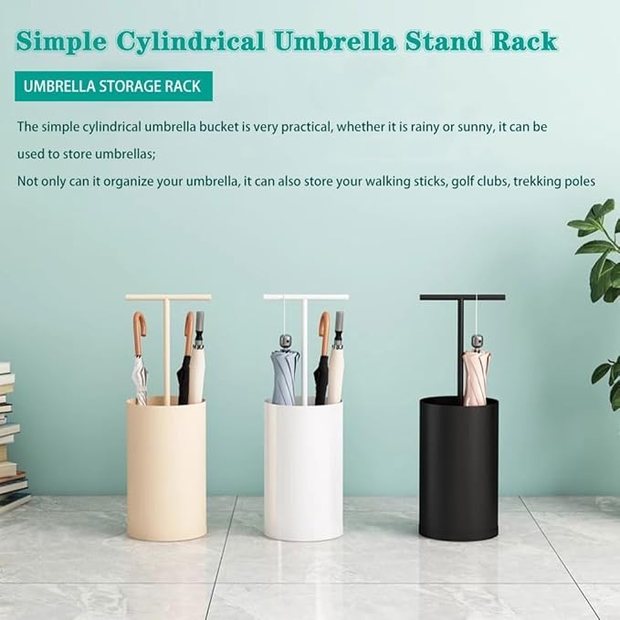 Compact Umbrella Stand for Home, Modern Design with Handle, Indoor Umbrella Storage Holder, Stylish Black Umbrella Organizer for Easy Access and Space-Saving