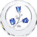 LONGWIN Crystal Tulips Flower Figurines with a Outer Circular Ring, Glass Spring Bouquet Collectible Figurines Home Decor Cobalt Blue