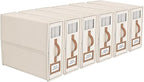 6 Pack Foldable Bed Sheets Set Organizers and Storage(King & Queen Size),Linen Fabric Closet Organizers with Window,Folding Bedding Storage Box for Bedsheets and Pillow Cube Organizer-Beige