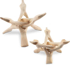 Wish Well 2 Piece Wooden Tripod Stand - 4" & 6" Hand-Carved Room Decor Holder ~ Ideal for Abalone Shell, Decorative Bowl, Crystal Ball, Sphere, Geode ~ Wood Display Stand & Perfect Crystal Holder