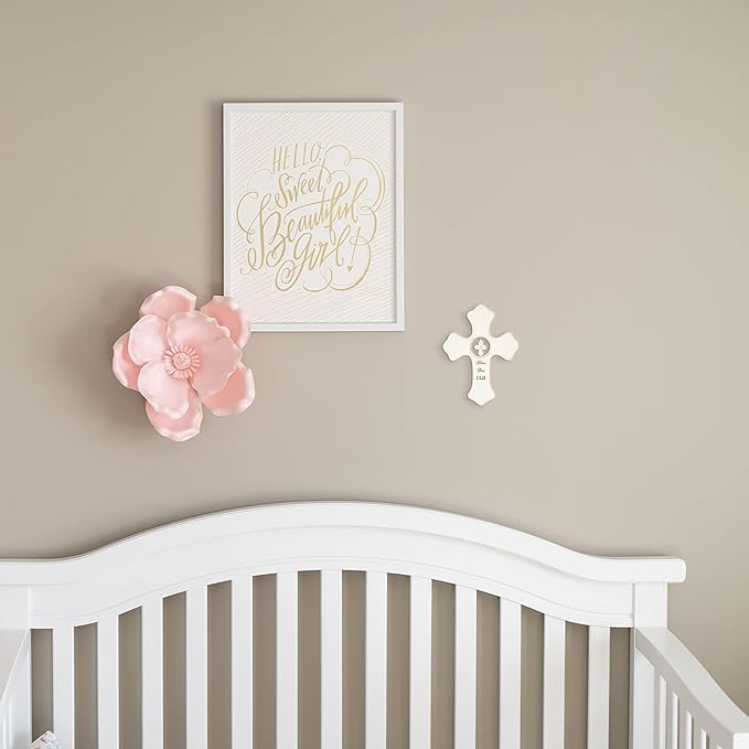 DEMDACO Bless This Child Wall Cross - Blessing Cross for Baby - Faith Nursery Decor - Gift for Newborn - Religious Christian Wall Hanging - Porcelain - Gift Box Packaging - Pink