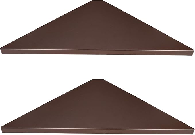 evron Corner Mounting Shelf Set of 2 – Easy to Install Floating Wall Shelves with Wood Grain Finish, Durable and Waterproof ABS Plastic for Kitchen, Bathroom, Living Room Home Décor
