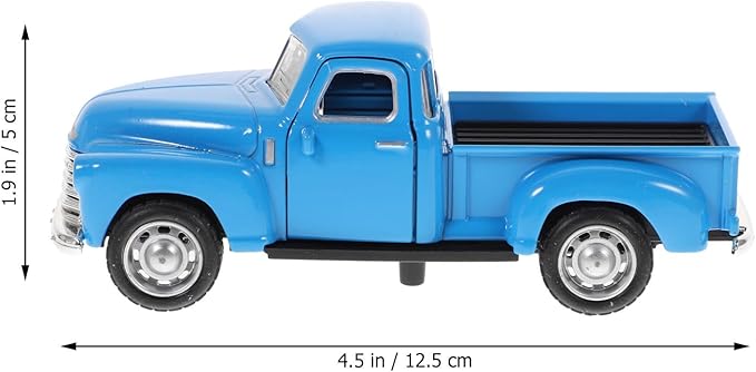 NUOBESTY Old Pickup Truck Figurine - Vintage Alloy Car Vehicle Toy Sky-Blue Retro Ornament for Christmas Table Centerpiece, New Year Birthday Decoration