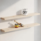Homeforia 42 inch Wood Floating Shelf, High End Solid Natural Wood 42inch Large Floating Shelves for Wall Mounted, Unfinished Wooden Floating Shelves, Heavy Duty Bracket, 42 X 6.5 X 1.75 in, Set of 2