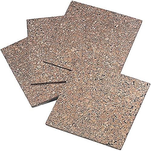 Quartet Cork Tiles, Bulletin Board Cork Panels 12" x 12" x 3/16", Natural, 4 Pack (102)
