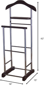 Proman Products Twin Valet with Wooden Hanger Tray & Trouser Bar, Walnut