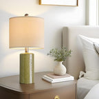 G-SAFAVA 20.25" Small Single Table Lamp for Bedroom Modern Ceramic Nightstand Lamp Farmhouse Bedside Lamp Boho Living Room End Side Table Lamp, Green