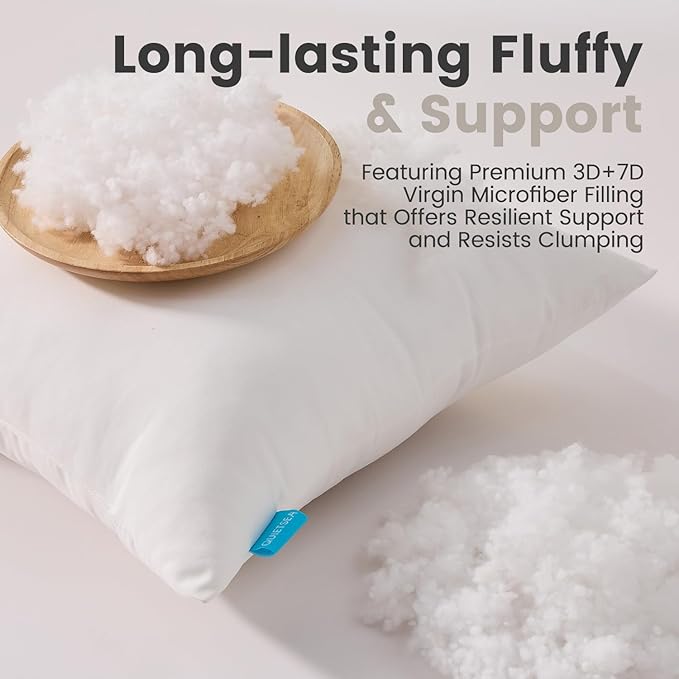 QUIETSEA 22x22 Pillow Inserts, 2 Pack Down Alternative Throw Pillow Inserts, Fluffy Soft Square Decorative Pillows for Bed, Couch and Sofa