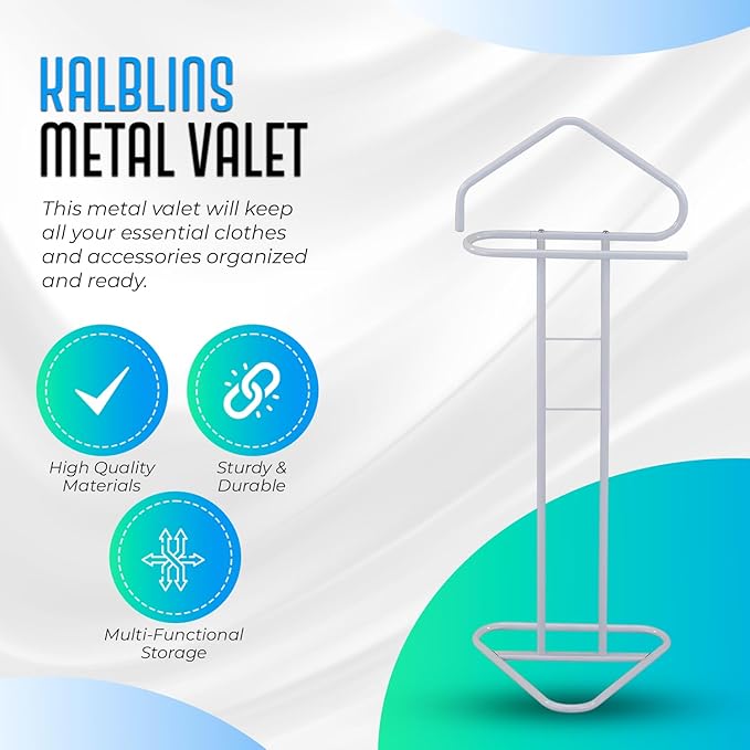 Kings Brand Furniture - Kalblins Metal Clothing Wardrobe Suit Valet Rack Stand, White