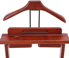 Clothing Valet Stand, Wood Suit Rack, Freestanding Valet Stand for Women and Man, 17"x12"x44" Suit Stand for Home Hotel Office (Reddish Orange)
