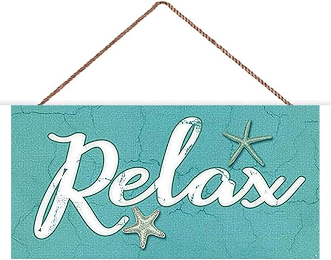 Relax Wood Sign Relax Signs for Bathroom Home Decor Relax Wall Decor Beach Decor Plaque 12x6inches (WD017)