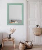 AAZZKANG Wood Framed Mirror Rectangle Modern Farmhouse Wall Mirrors Decor Large 28"x20" for Bedroom Living Room Bathroom Dressing Room Green