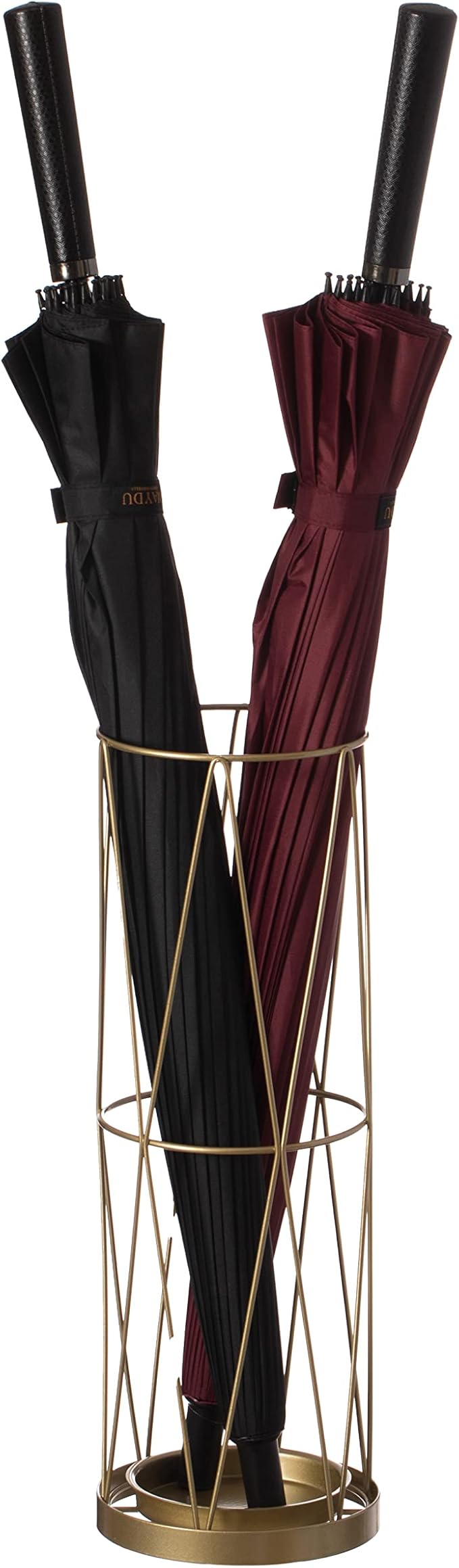 Vintiquewise Gold Umbrella Holder Stand for Entryway, Indoor & Outdoor Vertical Cane Stand with Drip Water Tray, Umbrella Stand Indoor