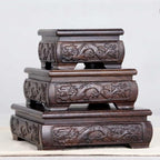 GOLDY&WENDY Square Solid Wood Pedestal Base Handmade Carving Rosewood Display Stand Vase Teapot Aquarium Lamp Display Risers