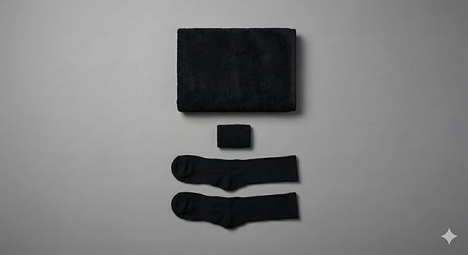 Personalized Women's Fitness Starter Pack, Black Rayon Bamboo Towel with Breathable Socks and Stretch Wristband, Soft Workout and Yoga Set