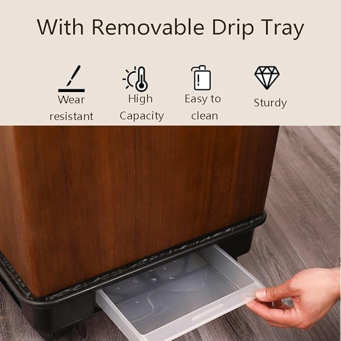zktoermn Square Umbrella Stand Rack with Wheels, Wooden Umbrella Organizer Bin, Retro Indoor Umbrella Holder for Entryway, Office, Home(Brown,42x28x61cm)