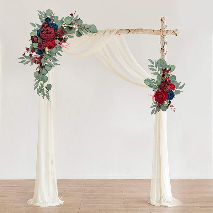 2Pcs Wedding Arch Flowers Kit Artificial Yellow Sunflower Swag with Eucalyptus Leaves 19.7Inch Decorative Floral Swag Wreath for Wedding Ceremony Party Home Decor