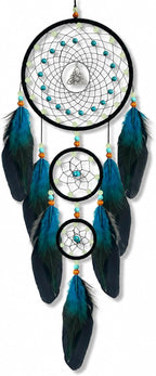 Dream Catchers Handmade Feather Native Home Wall Decoration Blue Black