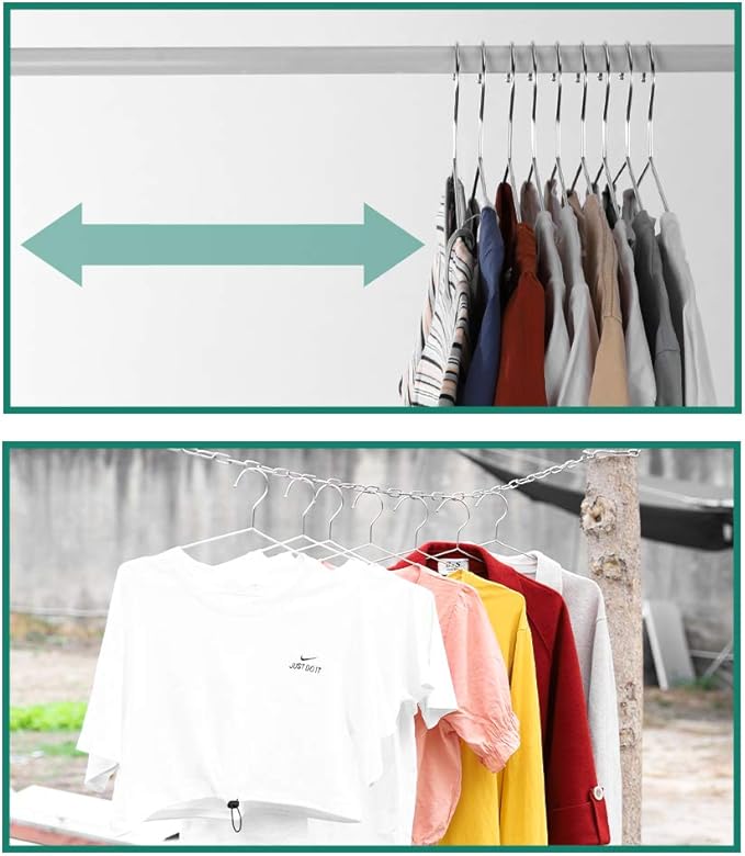 Hangers 10 Pack Clothes Hanger Strong Heavy Duty Stainless Steel Metal Ultra Thin Space Saving Wire Hangers 16.5in by WYCQKL