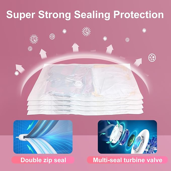 Vacuum Seal Bags for Clothing Travel, 5 Pack Space Saver Vacuum Storage Bags with Electric Pump,Portable Compression Sealer for Clothes, Blankets, Bedding & Travel Essentials,Good for Luggage Packing