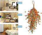Ochine 25 Inch Autumn Fall Harvest Wheat Ears Swag Farmhouse Decorative Floral Swag Garland for Home Front Door Wall Thanksgiving Halloween Decorations
