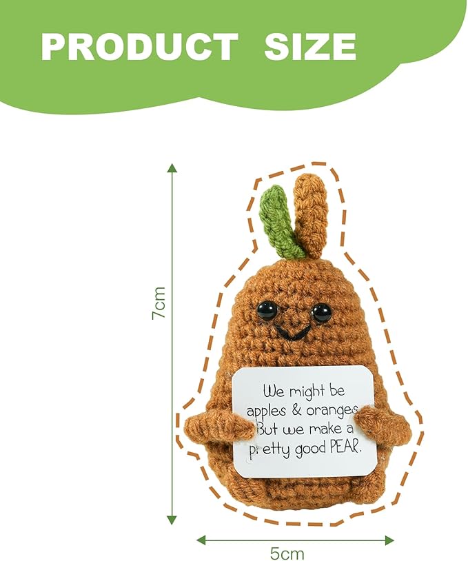 JFZHENGCUO 5 PCS Funny Handmade Crochet, Emotional Support Positive Potato, Positive Cucumber, Pineapple, Happy Pear, Mighty Apple, Emotional Support Collectible Dolls