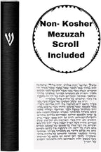A&S Mezuzot Aluminum Mezuzah Case with 3D Painted Shin Design Easy Peel and Stick Judaica Door Mezuza for Parchment Scroll (Black, 5 Inches)