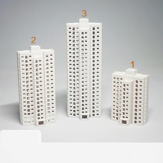 XISAOK Realistic Apartment Building Model Unpainted Craft Project Miniature Landscape Design 1/800s Scale Solid Structure Miniature Apartment Building Model