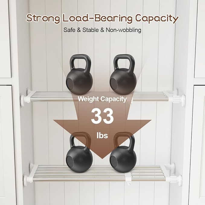 Hershii Tension Shelf Expandable Rod Closet System Heavy Duty Clothes Hanger Adjustable DIY Storage Organizer Freestanding Partitions Shoe Rack