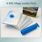 4 Mega Jumbo XXL Vacuum Storage Bags with Pump (47x35in), Supersized Compression Space Saver for Comforter, duvet, Bedding, Blanket storage, Vacuum Seal Bags for Clothing, Stuffed Toy, Cushions