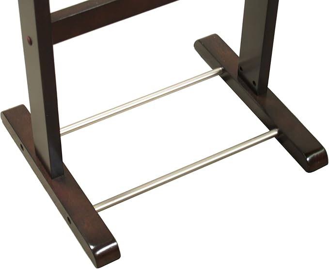 Proman Products Kingston III Valet Stand with Drawer, Contour Hanger, Trouser Bar, Tie & Belt Hooks and Shoe Rack - VL36260