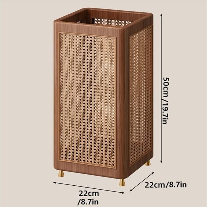 Wooden Umbrella Stand, Decorative Umbrella Basket, Umbrella Holder for Entryway, Vintage Minimalist Rectangular Hollow Umbrella Storage