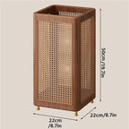 Wooden Umbrella Stand, Decorative Umbrella Basket, Umbrella Holder for Entryway, Vintage Minimalist Rectangular Hollow Umbrella Storage