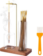 2 in 1 Incense Holder for Sticks with Glass Ash Catcher, Upside Down Anti-Ash Incense Stick Burner, Modern Vertical Incense Holder for Yoga, Spa, Meditation and Home Decor （Sqare）