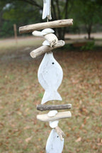 Natural Driftwood Beach Mobile, Coastal Wood Sea Turtle Fish - Beach Gems - 6 mobiles
