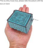 Youtang Music Box Hand Crank Musical Box Antique Engraved Carved Crafts,Play Song of Storms,Blue