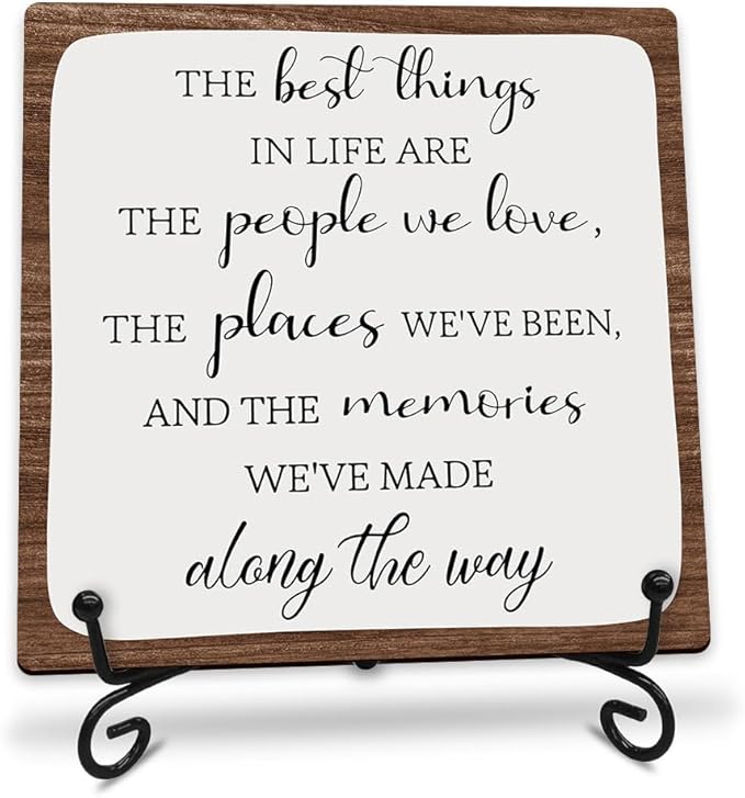 5” Motivational Wooden Sign Decoration - The Best Things In Life Are The People We Love - Rustic Wood Plaque Decor For Home Office Desk Shelf Decor Inspirational Gifts For Women Men - A18