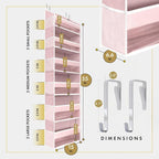 HOMELUX THEORY UPGRADED 6 Tiers Over The Door Organizer Hanging - 100D EXTRA THICK & 50lbs HUGE CAPACITY, 12 Side Mesh Pockets Over The Door Shoe Organizer, Hanging Closet Organizer (Baby Pink, 2pc)