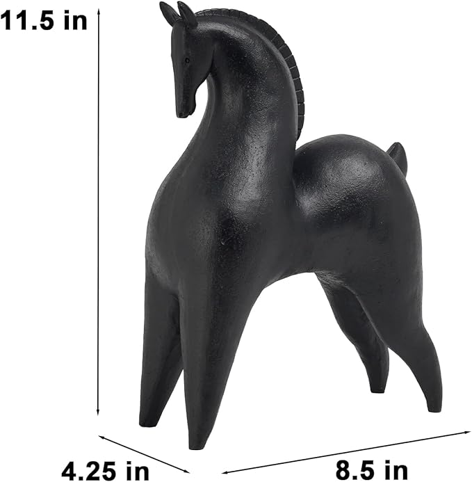 Cynkeyee Black Horse Statue Home Decor - Modern Abstract Horse Statues, Minimalist Decor Matte Black Horses Gift for Living Room Centrepiece Knick Knacks for Shelves 11.5x4.25x8.5 Inch