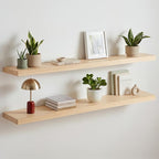 Homeforia 48 inch Natural Floating Shelf, High End Solid Real Wood 48inch Small Floating Shelves for Wall Mounted, Natural Wooden Floating Shelves, Heavy Duty Bracket, 48 X 6.5 X 1.75 in, Set of 3