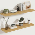 Vivelove 10" Deep Floating Shelves with Invisible Brackets, 30" Wall Shelves for Bathroom Bedroom Kitchen Living Room Laundry Room, Modern Rustic Shelves for Home Decor, 30"x10.2"x1.5", Set of 2, Oak