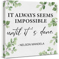 Inspirational Wall Art Motivational Painting Wall Decor for Office Living Room Bedroom, It Always Seems Impossible until It's Done Canvas Posters Art Work Gift (8 X 8 Inches, Framed)